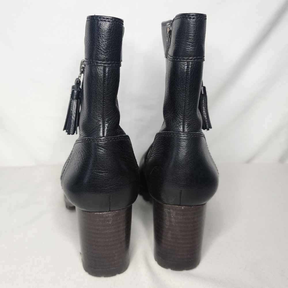 Johnston & Murphy Black Leather Tassel Ankle Boots Lug Sole 8.5M 78-52611 - Picture 4 of 7